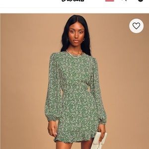 Lulu green floral printed mini dress small